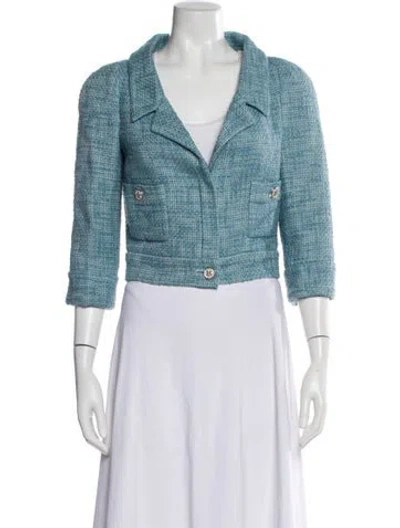 Pre-owned Chanel 2013 Tweed Pattern Blazer In Blue