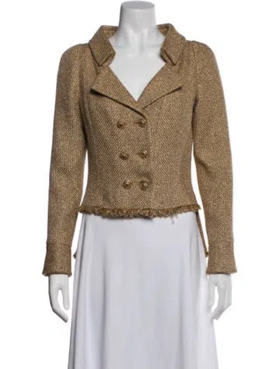 Pre-owned Chanel 2013 Tweed Pattern Blazer In Gold/metallic