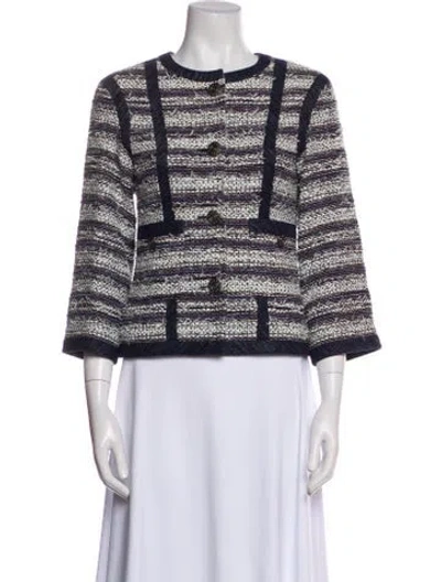 Pre-owned Chanel 2013 Tweed Pattern Evening Jacket In Blue