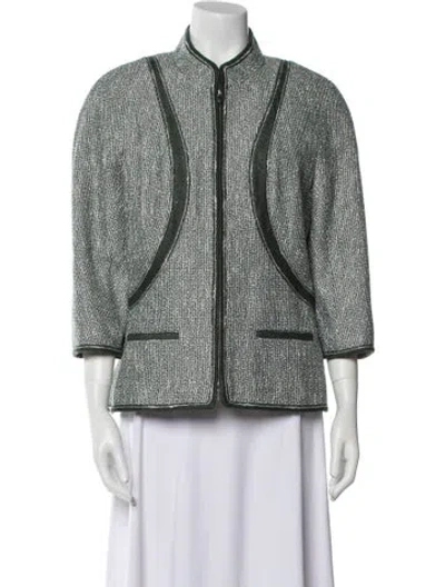 Pre-owned Chanel 2013 Tweed Pattern Evening Jacket In Green