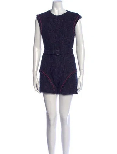 Pre-owned Chanel 2013 Tweed Pattern Romper In Blue