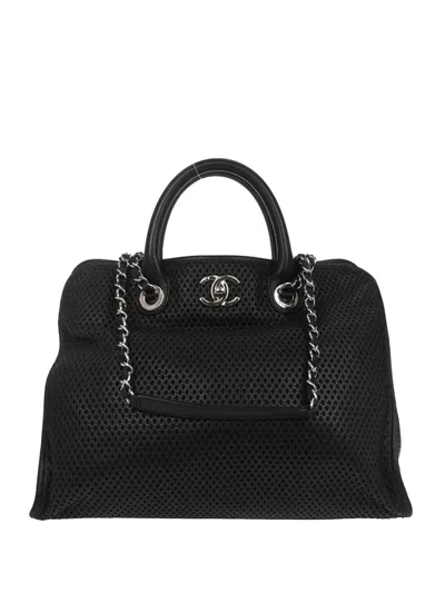 Pre-owned Chanel 2013 Up In The Air Chain Tote Bag In Black