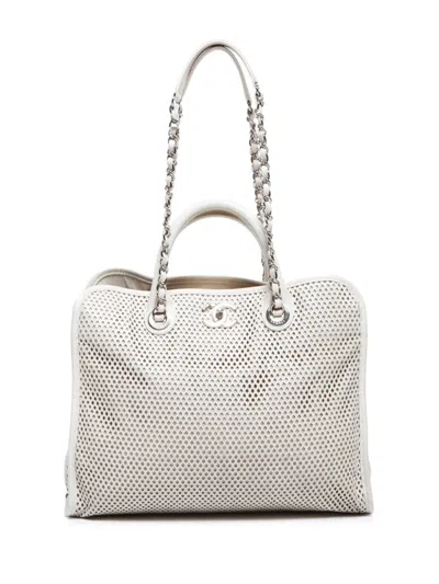 Pre-owned Chanel 2013 Up In The Air Two-way Handbag In White