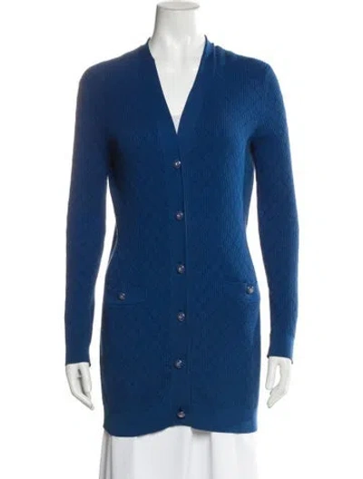 Pre-owned Chanel 2013 V-neck Sweater In Blue