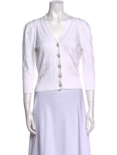 Pre-owned Chanel 2013 V-neck Sweater In White