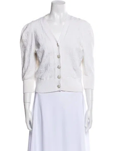 Pre-owned Chanel 2013 V-neck Sweater In White