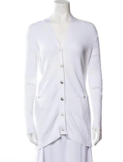 Pre-owned Chanel 2013 V-neck Sweater In White