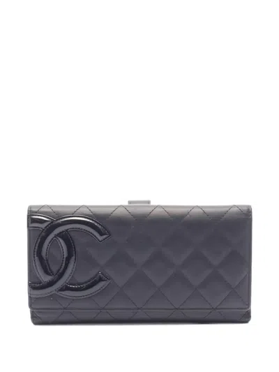 Pre-owned Chanel 2013-2014 Cambon Ligne Quilted Leather Wallet In Black