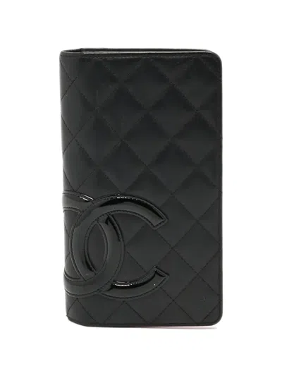 Pre-owned Chanel 2013-2014 Cambon Ligne Quilted Wallet In Black