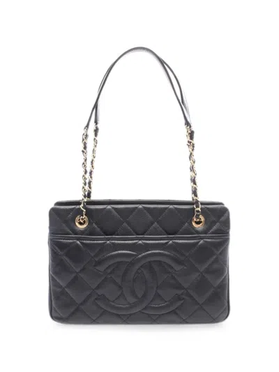 Pre-owned Chanel 2013-2014 Caviar Quilted Timeless Cc Soft Tote Bag In Black
