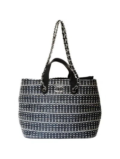 Pre-owned Chanel 2013-2014 Cc Woven Tote Bag In Black