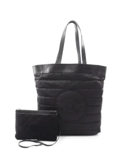 Pre-owned Chanel 2013-2014 Coco Mark Reversible Tote Bag In Black