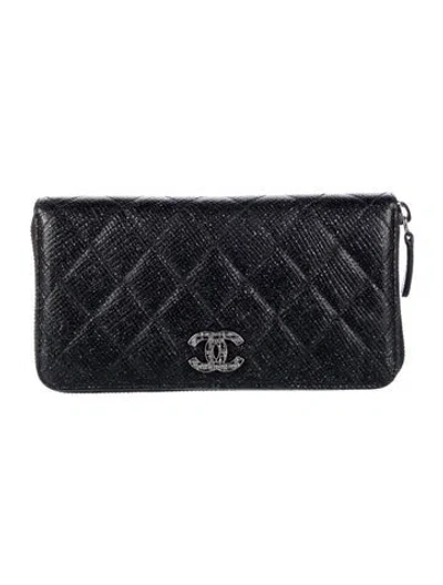 Pre-owned Chanel 2013-2014 Continental Continental Wallet In Black