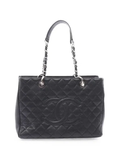 Pre-owned Chanel 2013-2014 Matelassé Caviar Tote Bag In Black