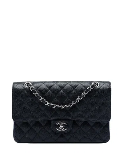 Pre-owned Chanel 2013-2014 Medium Classic Caviar Double Flap Shoulder Bag In Black