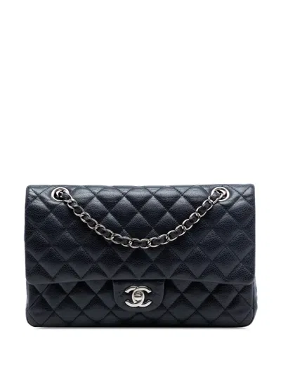 Pre-owned Chanel 2013-2014 Medium Classic Caviar Double Flap Shoulder Bag In Blue