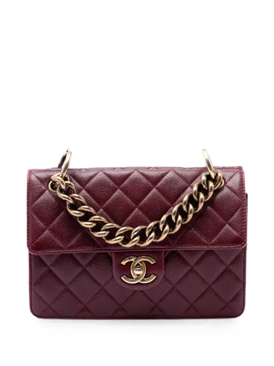 Pre-owned Chanel 2013-2014 Paris-edinburgh Caviar Flap Shoulder Bag In Red