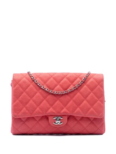 Pre-owned Chanel 2013-2014 Quilted Caviar Flap Clutch With Chain Shoulder Bag In Pink