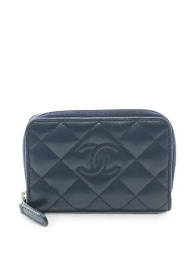 Pre-owned Chanel 2013-2014 Quilted Coin Purse In Blue