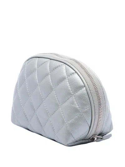 Pre-owned Chanel 2013-2014 Quilted Lambskin Reissue 2.55 Cosmetic Pouch In Silver