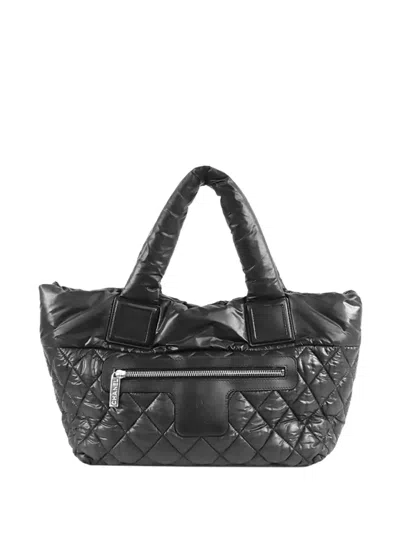 Pre-owned Chanel 2013-2014 Small Quilted Nylon Coco Cocoon Tote Bag In Black