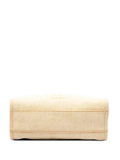 Pre-owned Chanel 2013-2014 Small Raffia Deauville Tote Bag In Yellow