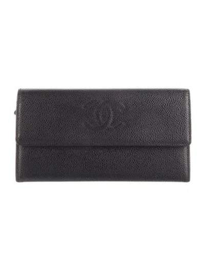 Pre-owned Chanel 2013-2014 Timeless Continental Wallet In Black