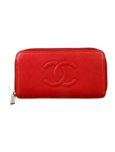 Pre-owned Chanel 2013-2014 Timeless Continental Wallet In Red