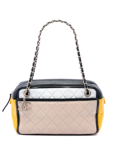 Pre-owned Chanel 2013-2014 Tricolor Quilted Lambskin Graphic Camera Case Bag Shoulder Bag In Multicolour
