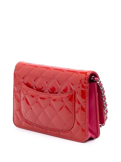 Pre-owned Chanel 2014-2015 Bicolor Classic Patent Wallet On Chain Crossbody Bag