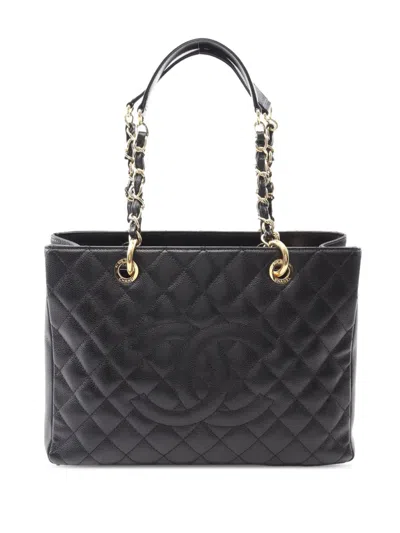 Pre-owned Chanel 2014-2015 Caviar Grand Shopping Tote Bag In Black