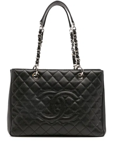 Pre-owned Chanel 2014-2015 Caviar Grand Shopping Tote Bag In Black
