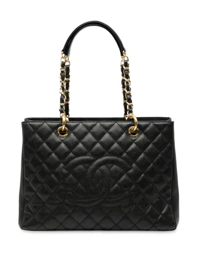 Pre-owned Chanel 2014-2015 Caviar Grand Shopping Tote Bag In Black