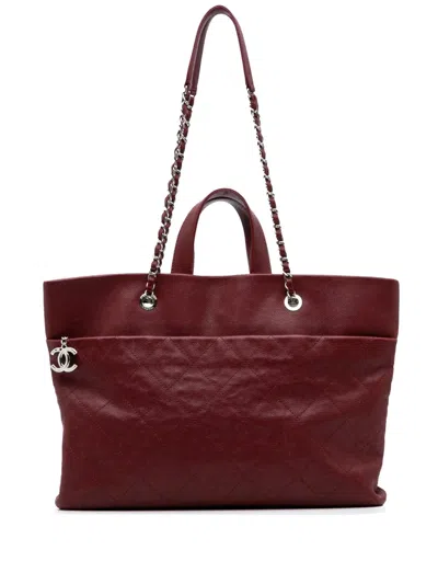 Pre-owned Chanel 2014-2015 Cc Quilted Caviar Tote Satchel