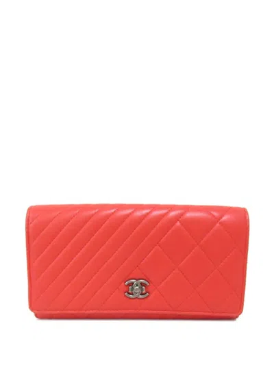 Pre-owned Chanel 2014-2015 Cc Wallet In Red