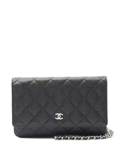 Pre-owned Chanel 2014-2015 Classic Flap Diamond Quilted Crossbody Bag In Black
