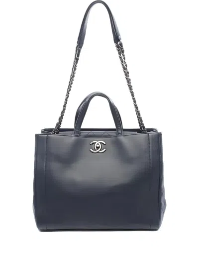 Pre-owned Chanel 2014-2015 Coco Mark Matelassé Tote Bag In Blue