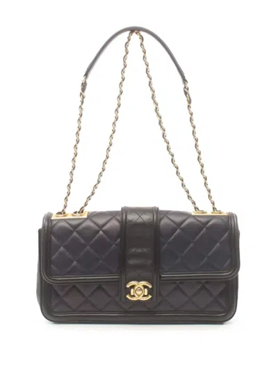 Pre-owned Chanel 2014-2015 Large Quilted Lambskin Elegant Cc Flap Shoulder Bag In Blue