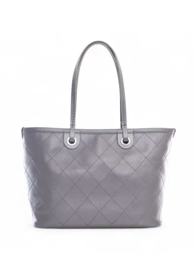 Pre-owned Chanel 2014-2015 Large Quilted Metallic Caviar Shopping Fever Tote Bag In Silver