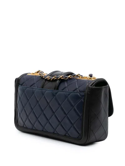 Pre-owned Chanel 2014-2015 Medium Bicolor Quilted Lambskin Elegant Cc Flap Shoulder Bag