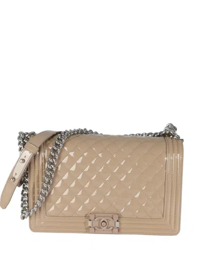 Pre-owned Chanel 2014-2015 Medium Boy Bag In Neutral