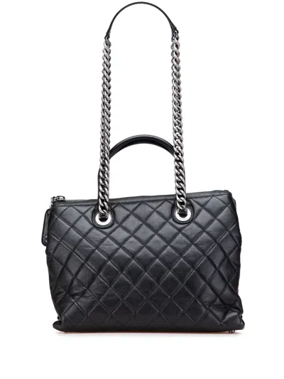 Pre-owned Chanel 2014-2015 Medium Quilted Calfskin Boy Chained Tote Satchel In Black