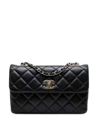 Pre-owned Chanel 2014-2015 Medium Quilted Lambskin Trendy Cc Flap Shoulder Bag In Black