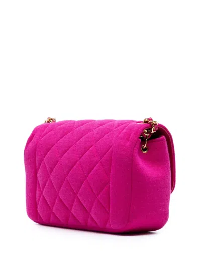 Pre-owned Chanel 2014-2015 Mini Jersey Chic With Me Flap Crossbody Bag In Pink