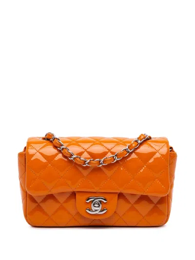 Pre-owned Chanel 2014-2015 Mini Rectangular Classic Patent Single Flap Crossbody Bag
