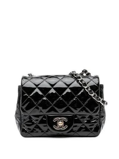 Pre-owned Chanel 2014-2015 Mini Square Classic Patent Single Flap Crossbody Bag