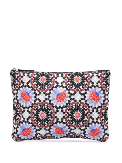 Pre-owned Chanel 2014-2015 Paris Dubai Medium Printed Canvas Cosmetic Case Clutch Bag