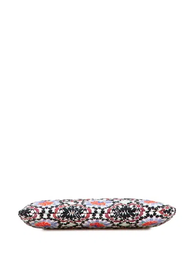 Pre-owned Chanel 2014-2015 Paris Dubai Medium Printed Canvas Cosmetic Case Clutch Bag In White