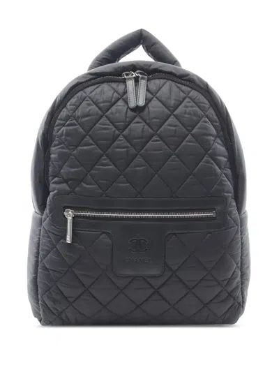 Pre-owned Chanel 2014-2015 Quilted Nylon Coco Cocoon Backpack In Black