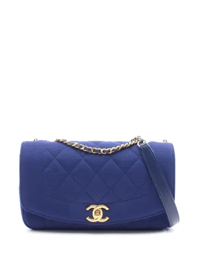 Pre-owned Chanel 2014-2015 Small Jersey Diana Flap Crossbody Bag In Blue